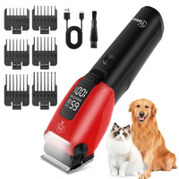 Tondeuse sans fil 160 min avec lumière auxiliaire pour chiens et chats — Rouge