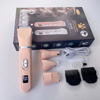 Tondeuse rechargeable sans fil 4 lames pour chien à faible bruit — Rose