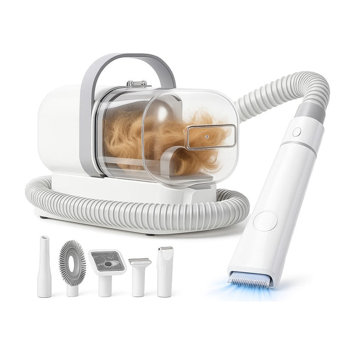Aspirateur de toilettage 5 en 1 avec bac 2 L pour poils d'animaux sur fond blanc