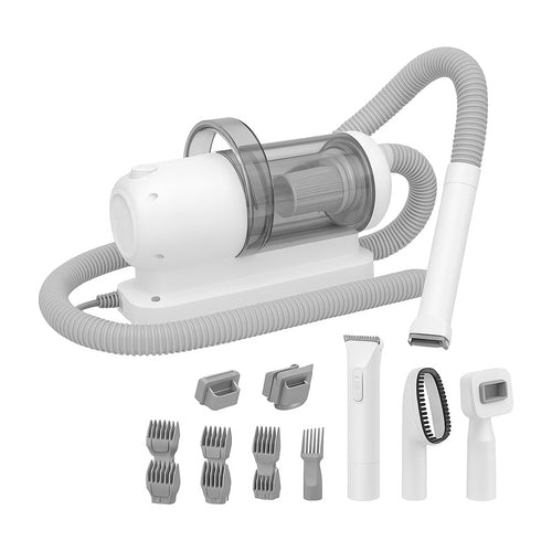 Aspirateur de toilettage 6 en 1 avec bac 2,5 L pour chiens et chats sur fond blanc