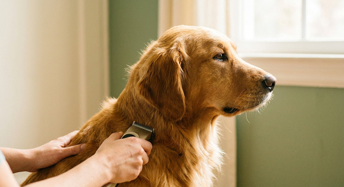 Toilettage d'un chien à la tondeuse