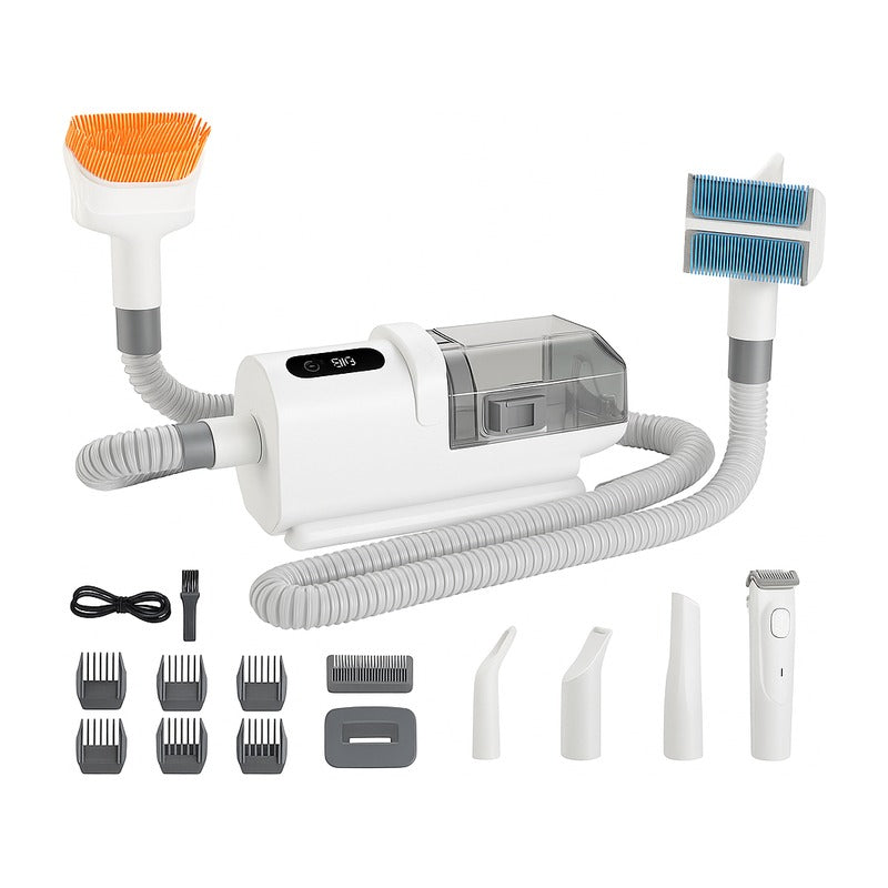 Kit toilettage 8-en-1 avec aspirateur 2,2 L et séchoir 3 vitesses sur fond blanc