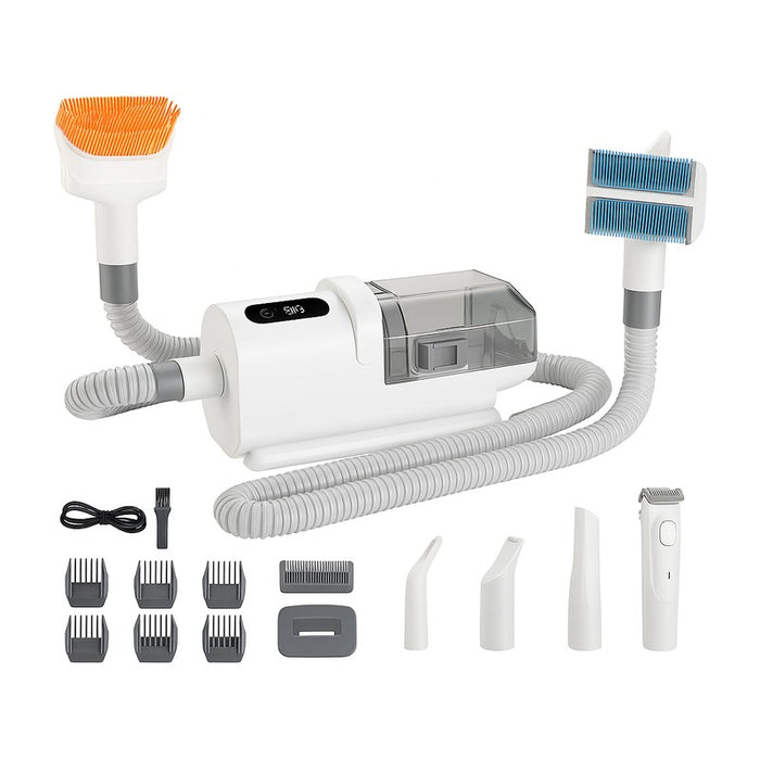 Kit toilettage 8-en-1 avec aspirateur 2,2 L et séchoir 3 vitesses sur fond blanc
