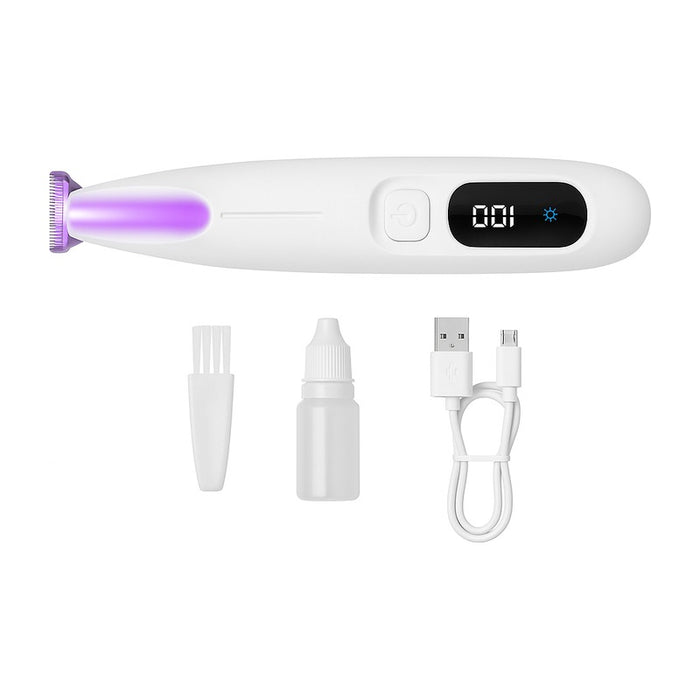 Tondeuse électrique étanche LED pour chien et chat, rechargeable sur fond blanc