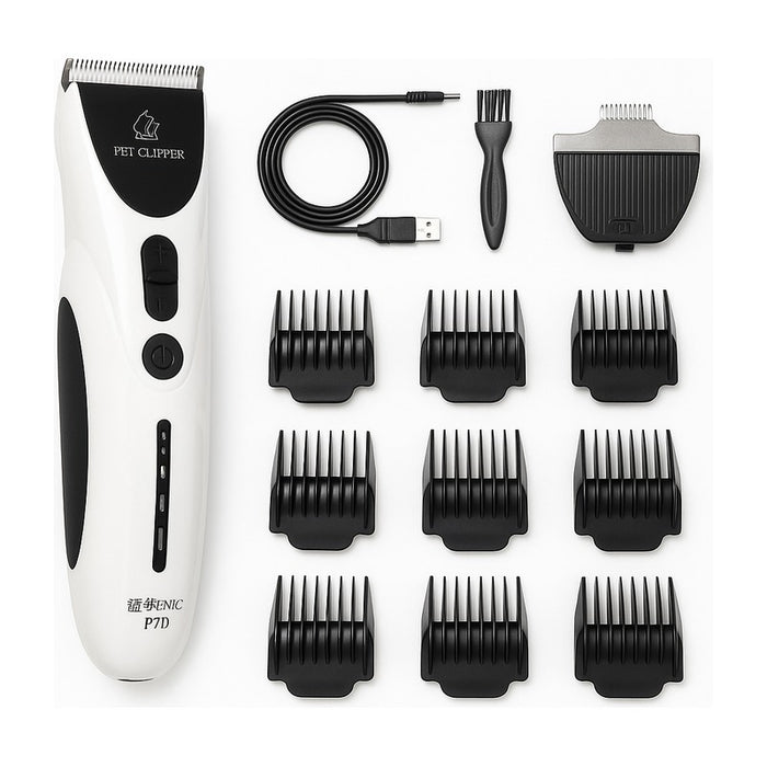 Tondeuse électrique rechargeable sans fil pour chien sur fond blanc