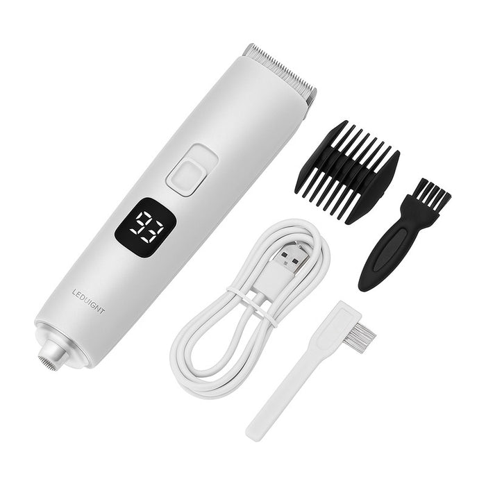 Tondeuse pour pattes de chien étanche avec LED et lame 18 mm sur fond blanc