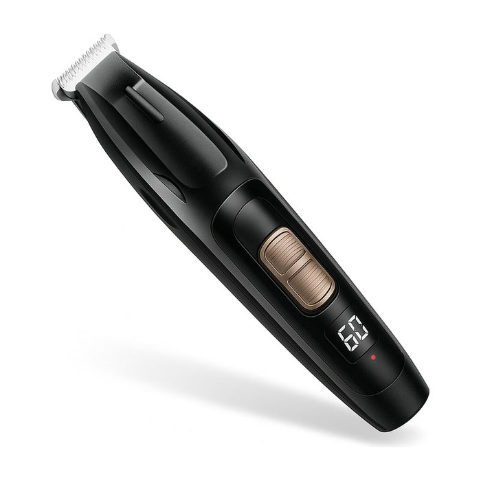 Tondeuse rechargeable pour zones sensibles avec lumière LED sur fond blanc