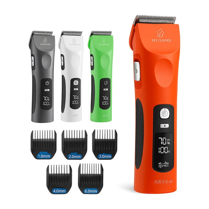 Tondeuse rechargeable sans fil à faible bruit pour chien sur fond blanc